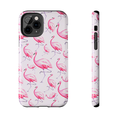 Pink Flamingos Watercolor Illustrated Tossed Pattern Blush Phone Case | Various Models iPhone 11 Pro