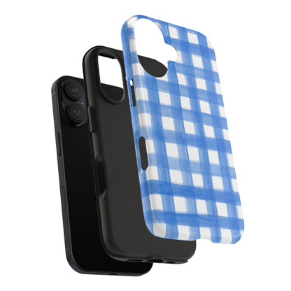 Blue Gingham Watercolor Preppy Tough Phone Case | Various models