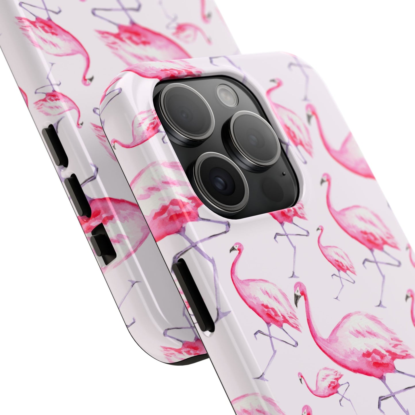 Pink Flamingos Watercolor Illustrated Tossed Pattern Blush Phone Case | Various Models
