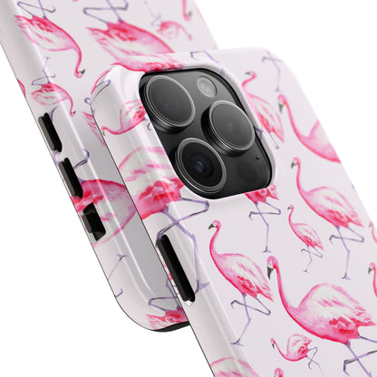 Pink Flamingos Watercolor Illustrated Tossed Pattern Blush Phone Case | Various Models