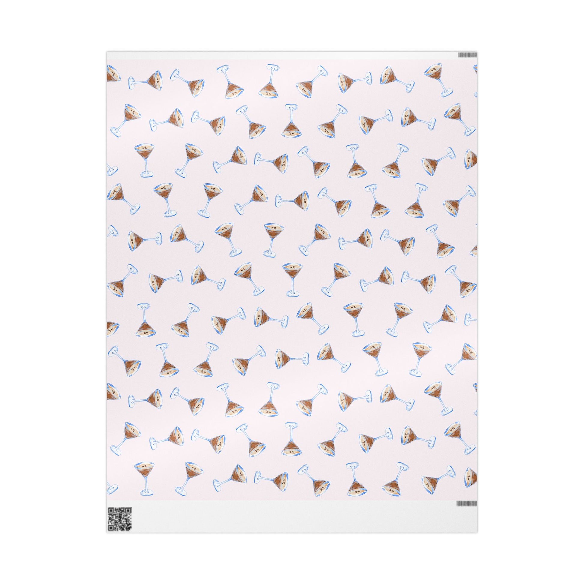 Gift Wrap | Pale Pink Blush Watercolor Espresso Martini Tossed Pattern | Matte or Glossy 30" x 36" Glossy