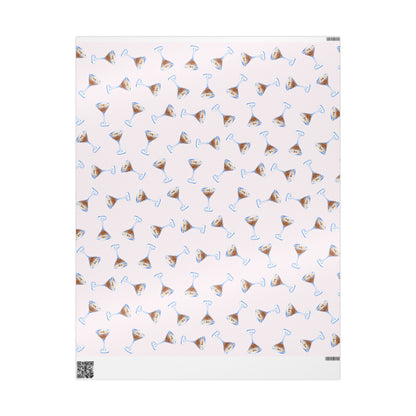 Gift Wrap | Pale Pink Blush Watercolor Espresso Martini Tossed Pattern | Matte or Glossy 30" x 36" Glossy