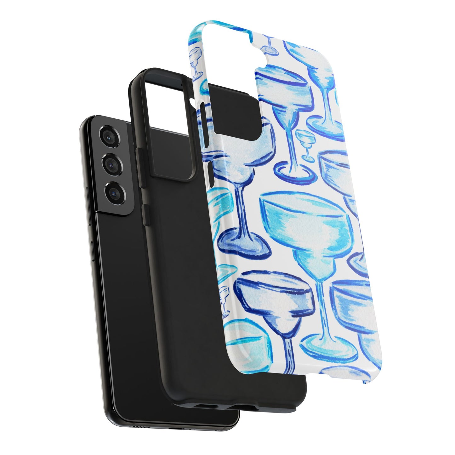 Coastal Shades of Blue Watercolor Margaritas Tough Phone Case | Various Models Available