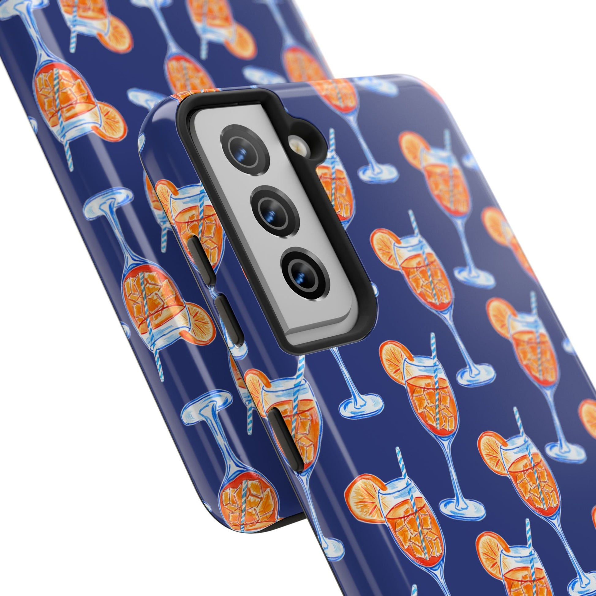 Orange & Blue Aperol Spritz Watercolor Pattern Navy Tough Case | Various Models