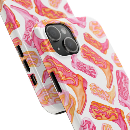 Tossed Hot Pink & Orange Cowboy Boots Tough Phone Cases | Various Models Available