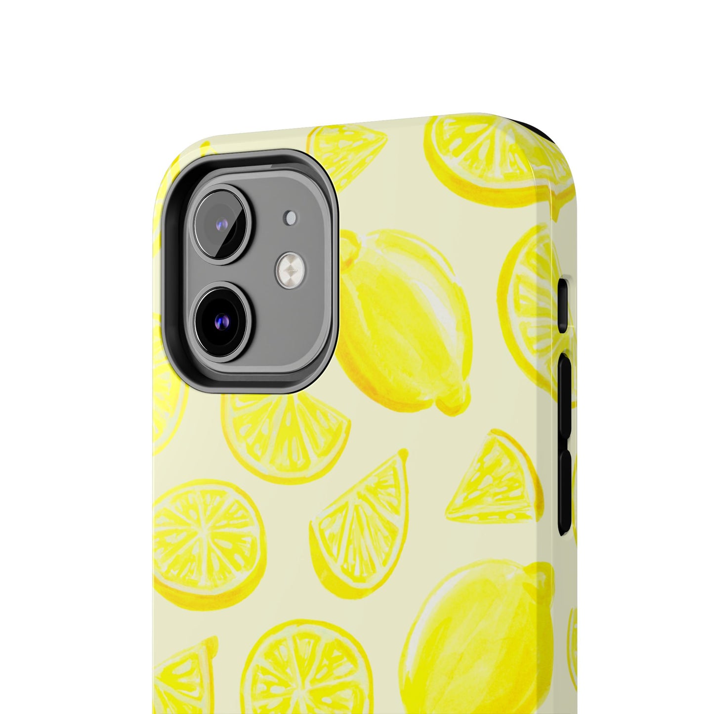 Bright Yellow Lemons Watercolor Illustrated Tossed Pattern Pale Yellow Tough Phone Case | Various Models