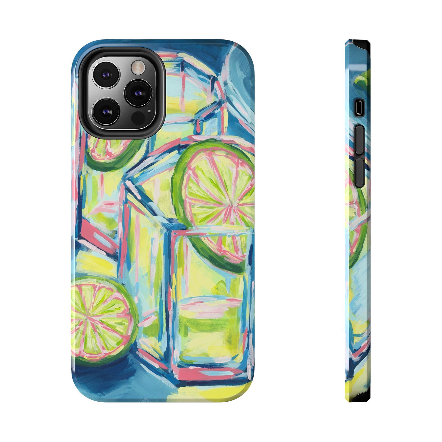 Pink Lime Green Yellow Margaritas Acrylic Tough Phone Case | Various Models Available