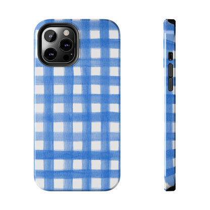 Blue Gingham Watercolor Preppy Tough Phone Case | Various models iPhone 12 Pro Max