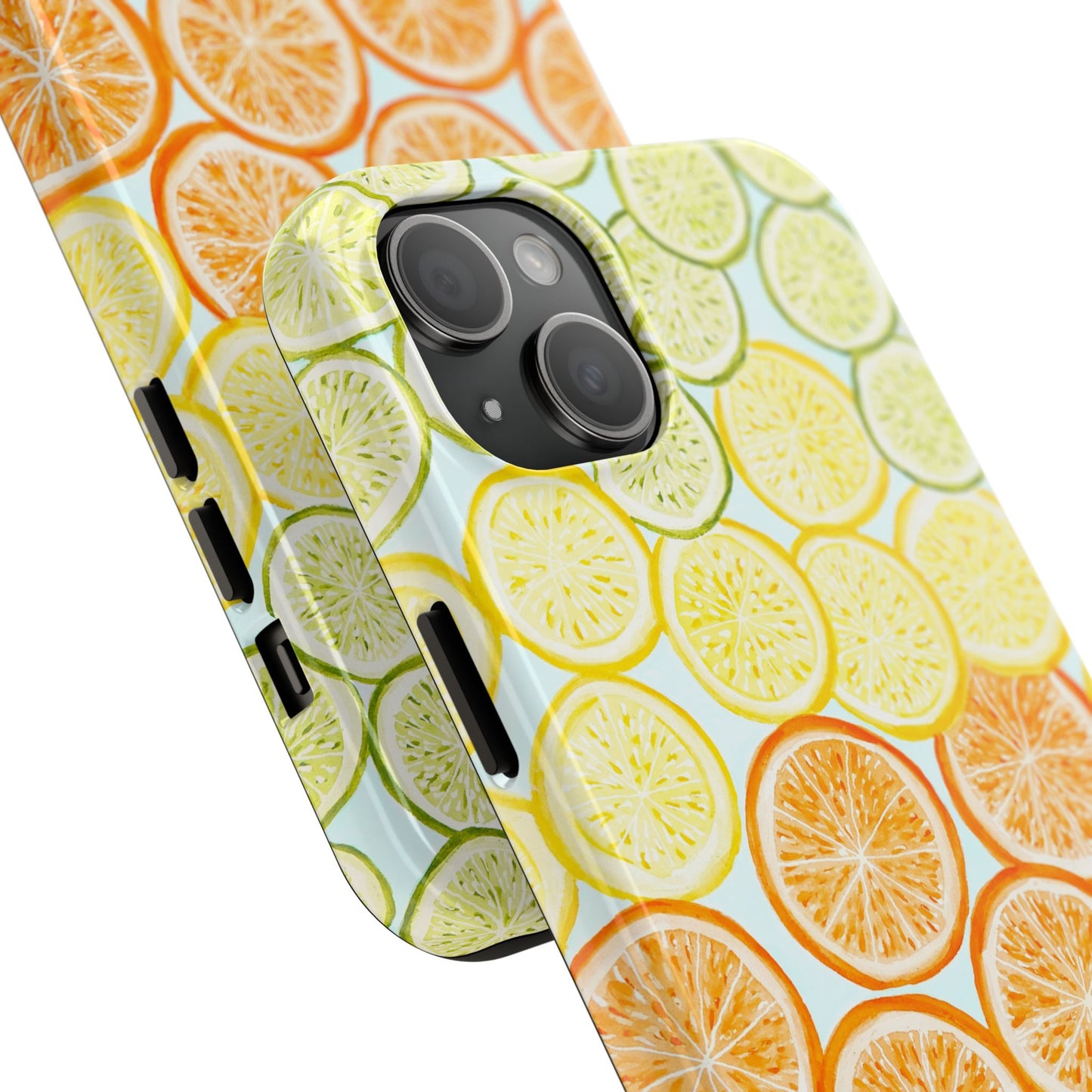 Ombré Citrus Grapefruit, Oranges, Lemons, & Limes Watercolor Illustrated Light Blue Tough Phone Case | Various Models Available