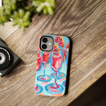 Pink Blood Orange Mimosas Blue Champagne Flute Acrylic Tough Phone Case | Various Models Available