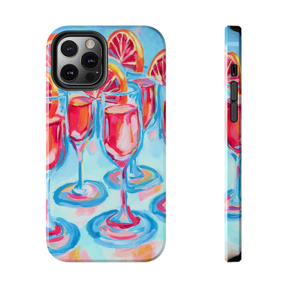 Pink Blood Orange Mimosas Blue Champagne Flute Acrylic Tough Phone Case | Various Models Available