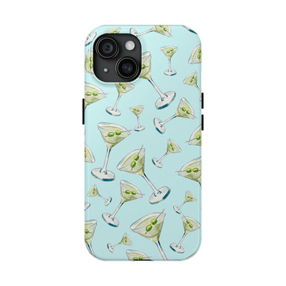Watercolor Blue and Green Martinis Tossed Illustrated Pattern Turquoise Blue Tough Phone Case | Various Models