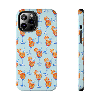 Orange & Blue Aperol Spritz Watercolor Pattern Turquoise Phone Case | Various Models iPhone 12 Pro Max