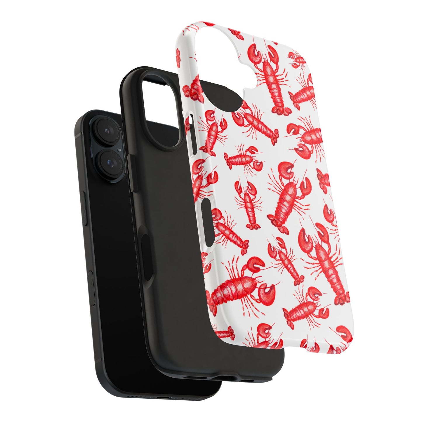 Watercolor Red Lobster Coastal Illustrated Patterned Tough Phone Case | Various Models