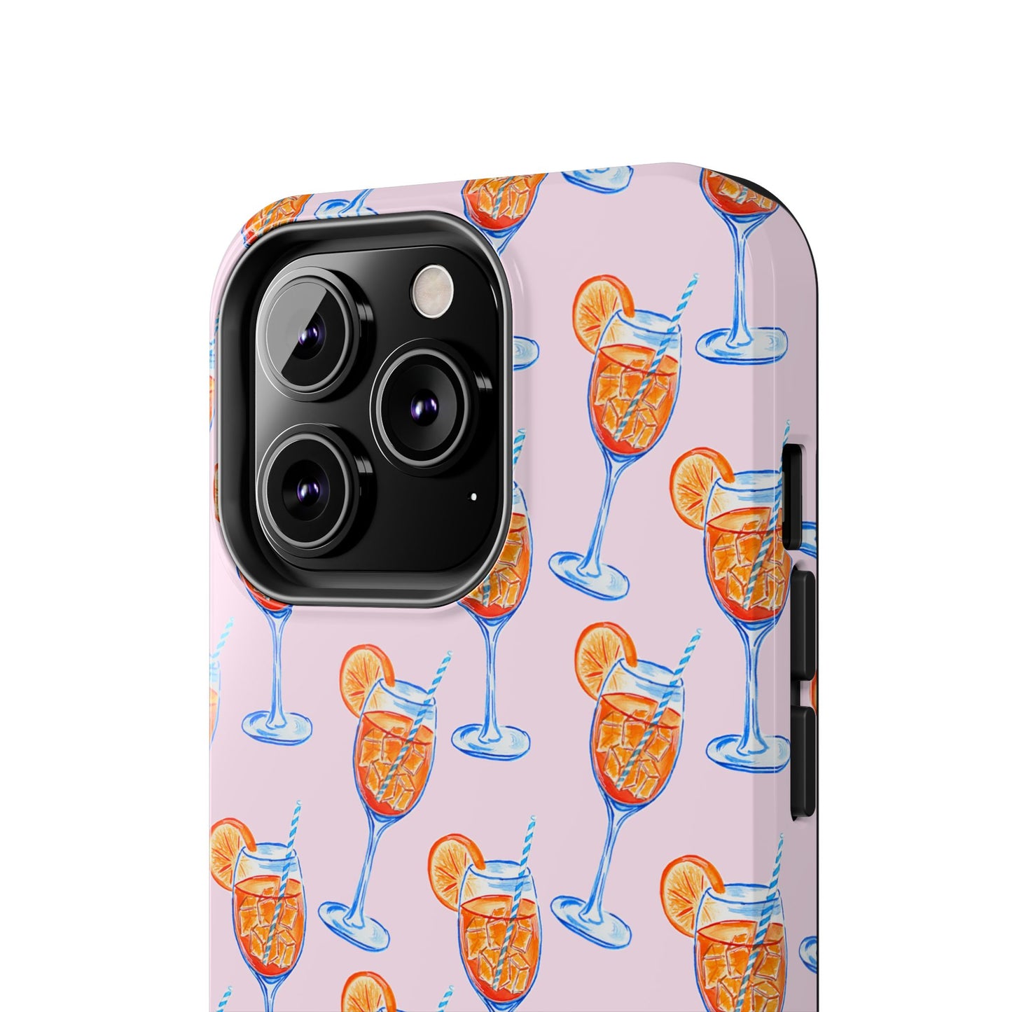Orange & Blue Aperol Spritz Watercolor Patterned Blush Pink Tough Phone Case | Various Models
