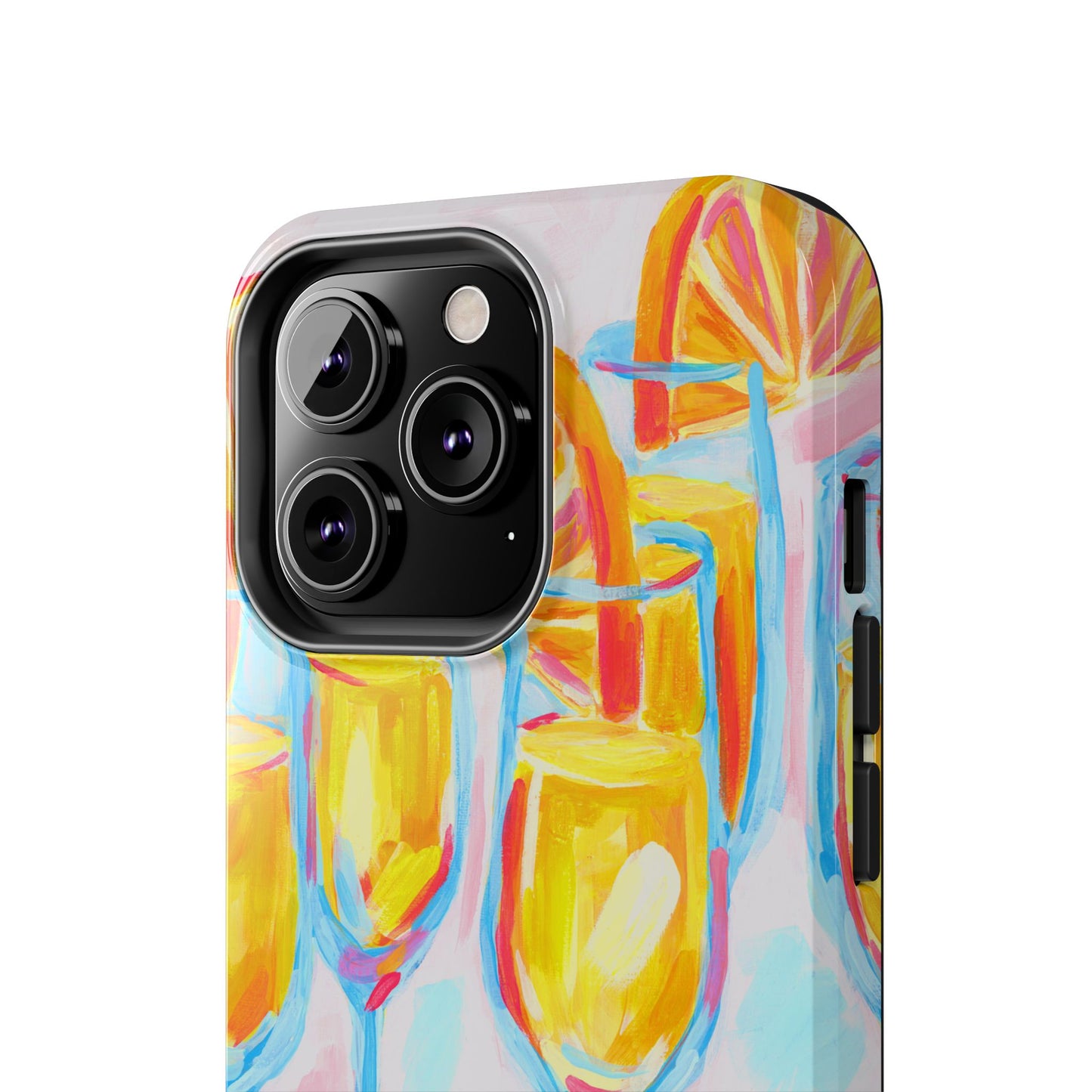 Pink Orange Mimosas Blue Champagne Flutes Abstract Acrylic Tough Phone Case | Various Models