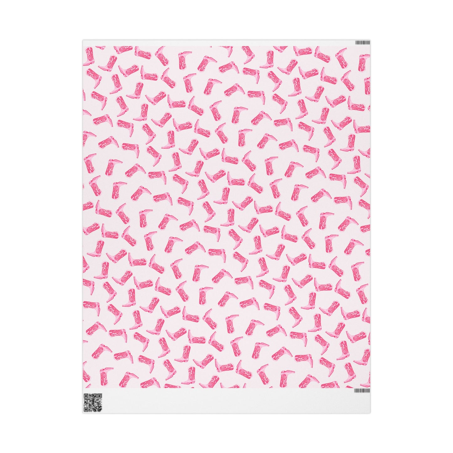 Gift Wrap | Watercolor Hot Pink Cowboy Boots Tossed Pattern | Matte or Glossy 30" x 36" Matte