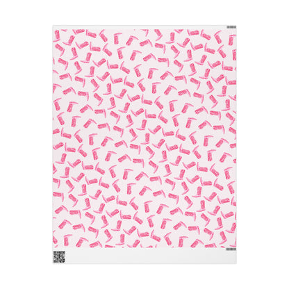 Gift Wrap | Watercolor Hot Pink Cowboy Boots Tossed Pattern | Matte or Glossy 30" x 36" Matte