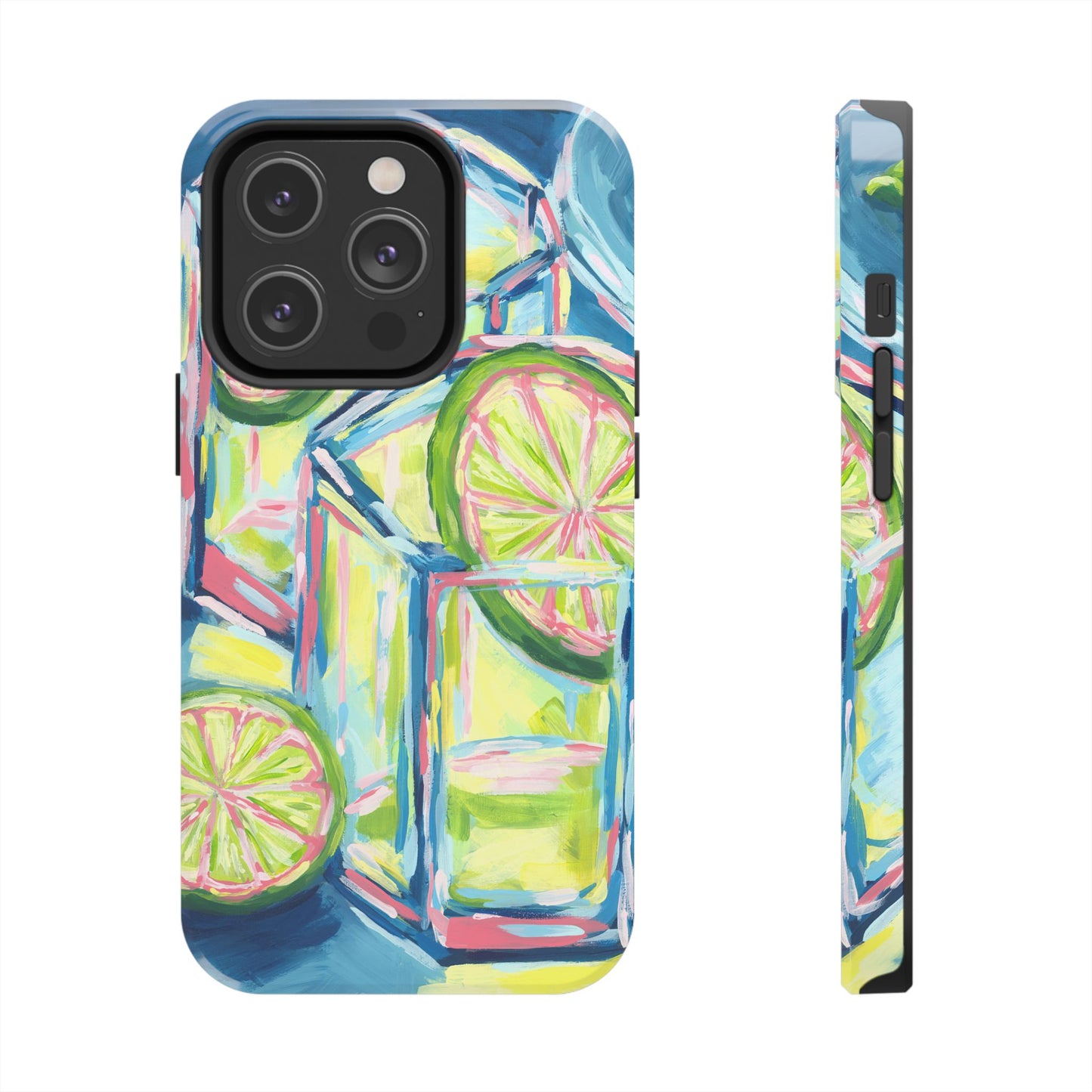 Pink Lime Green Yellow Margaritas Acrylic Tough Phone Case | Various Models Available