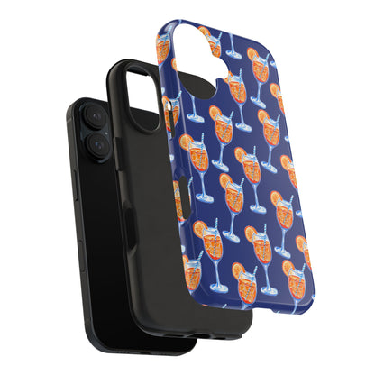 Orange & Blue Aperol Spritz Watercolor Pattern Navy Tough Case | Various Models