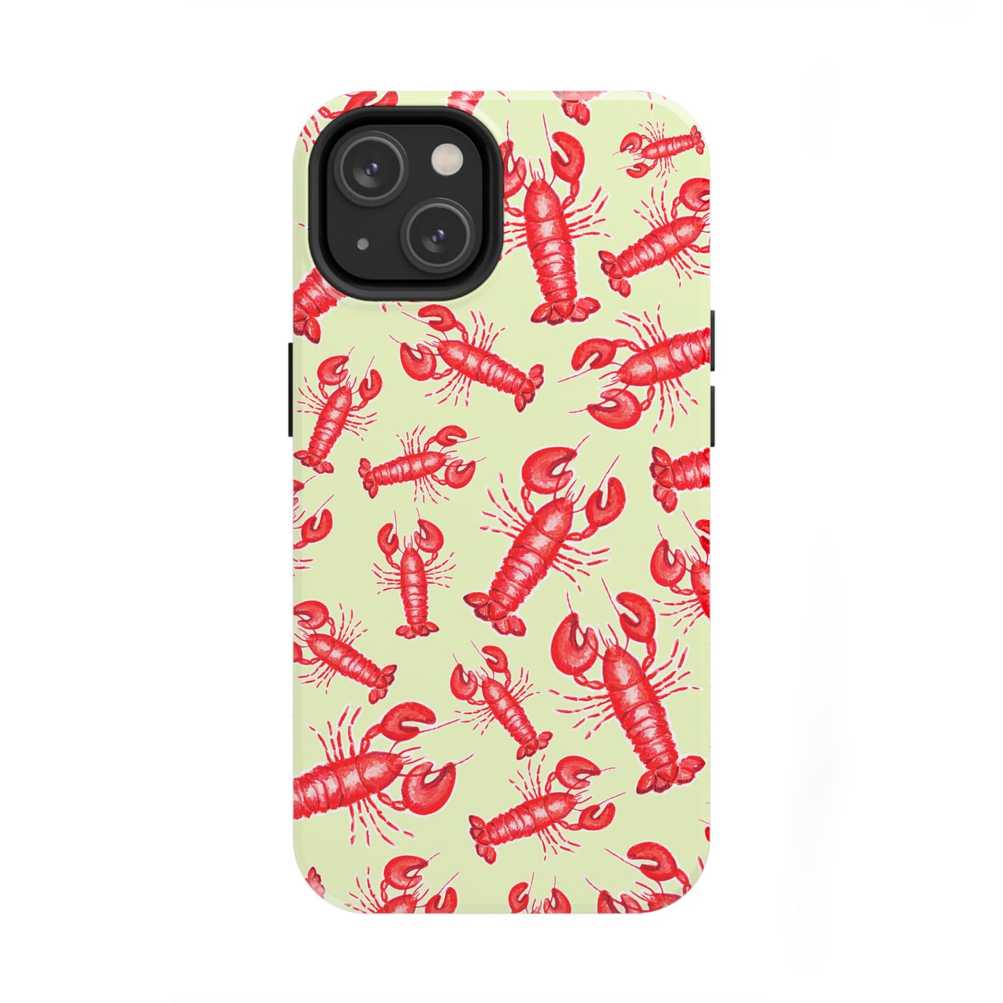 Red Lobster Watercolor Illustrated Tossed Pattern Light Yellow Tough Phone Case | Various Models