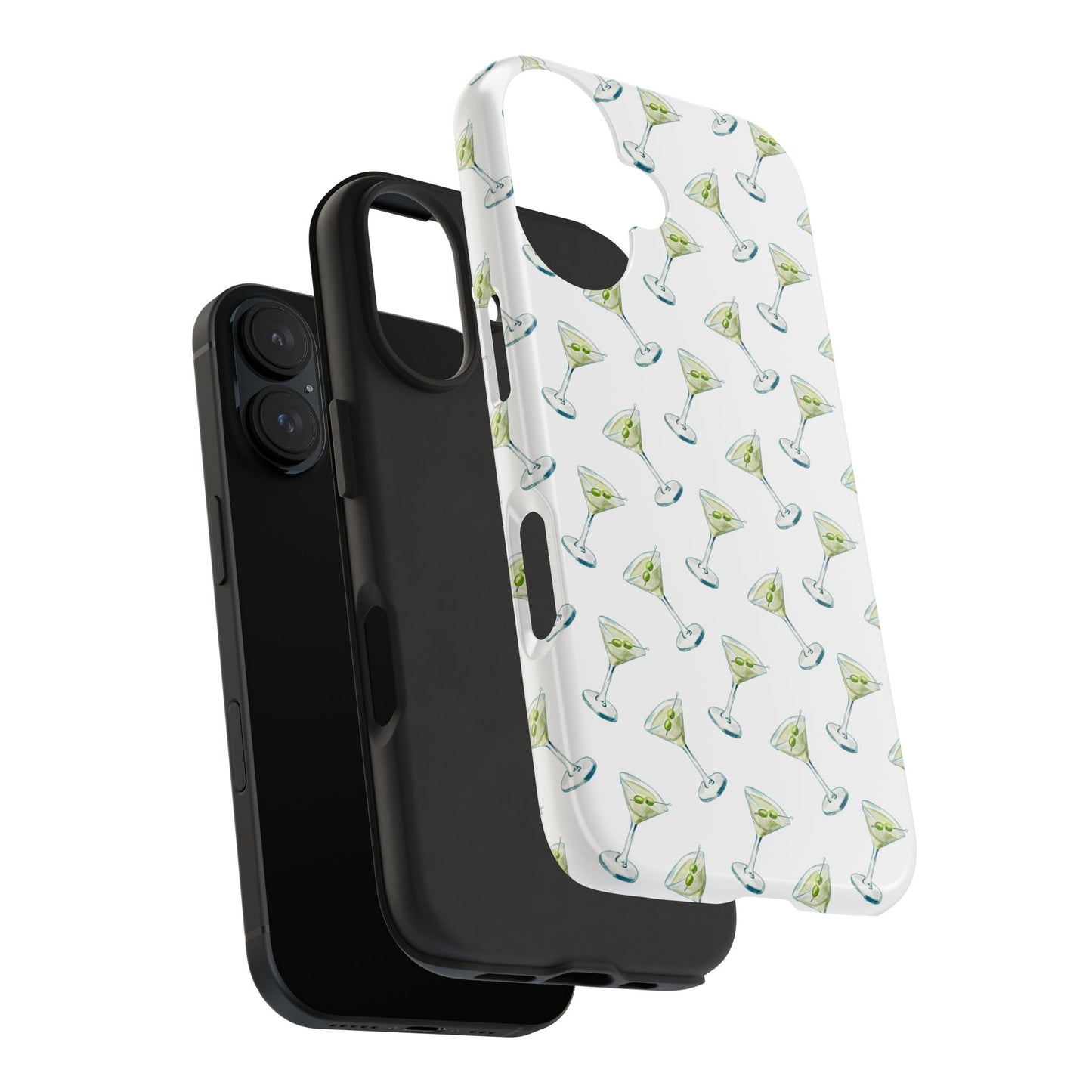 Martini Watercolor Illustrated Tossed Pattern Tough Phone Case | Various Models Available