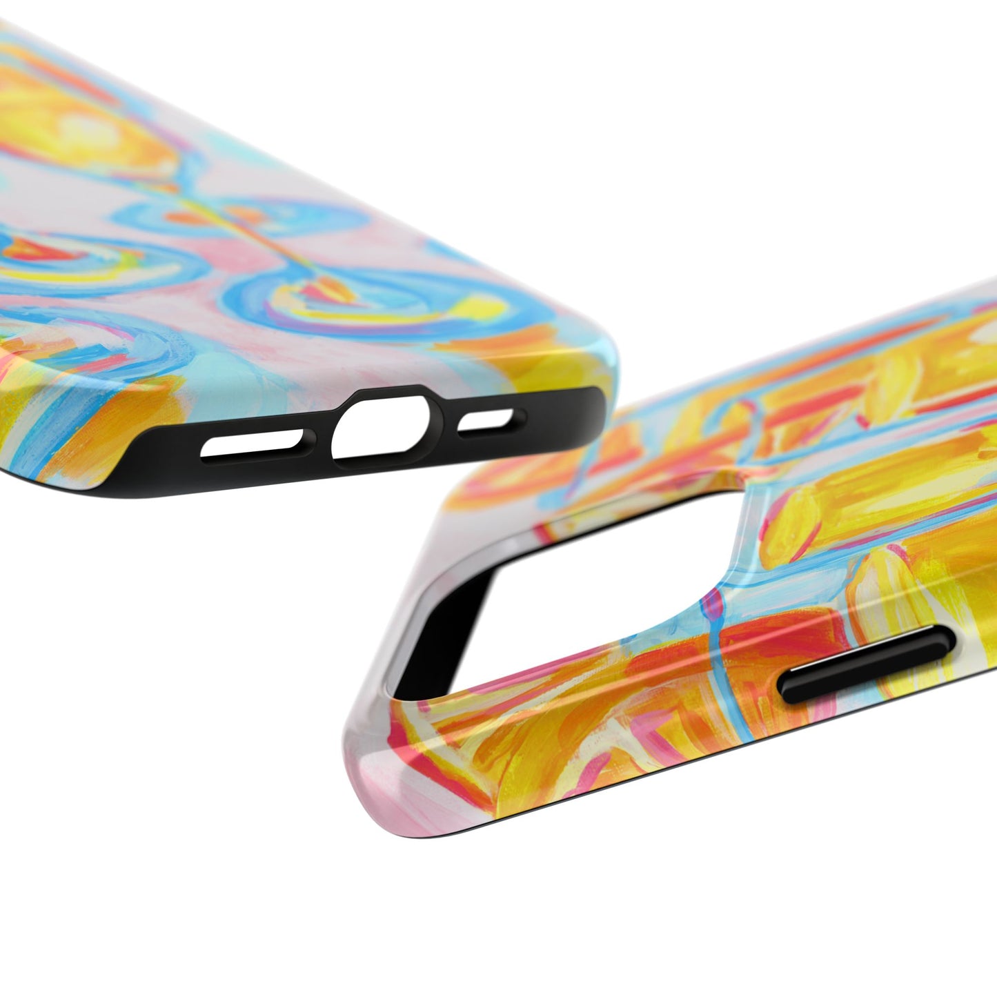 Pink Orange Mimosas Blue Champagne Flutes Abstract Acrylic Tough Phone Case | Various Models