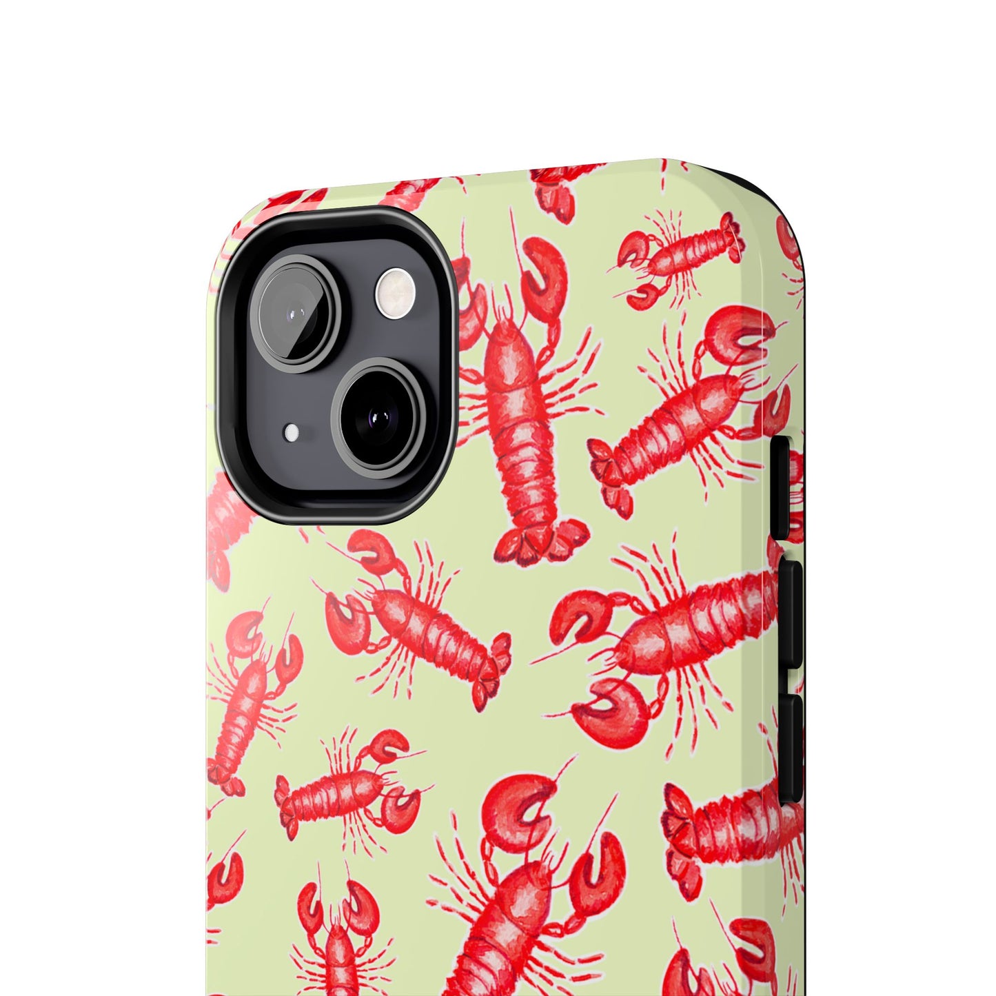 Red Lobster Watercolor Illustrated Tossed Pattern Light Yellow Tough Phone Case | Various Models