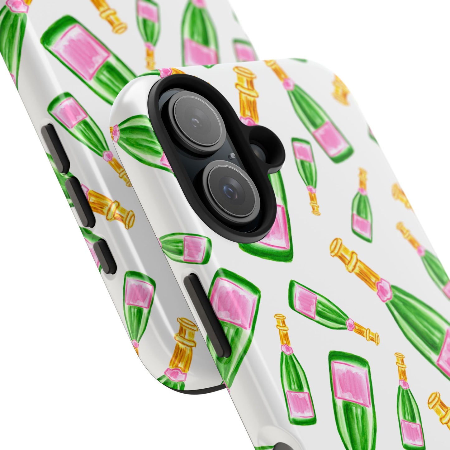 Copy of Tossed Pink and Green Watercolor Illustrated Champagne Bottles Pattern Tough Phone Case | Various Models