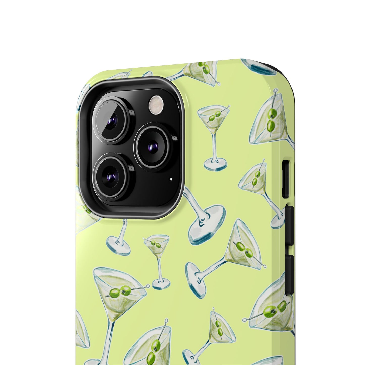 Watercolor Blue and Green Martinis Tossed Illustrated Pattern Yellow Tough Phone Case | Various Models