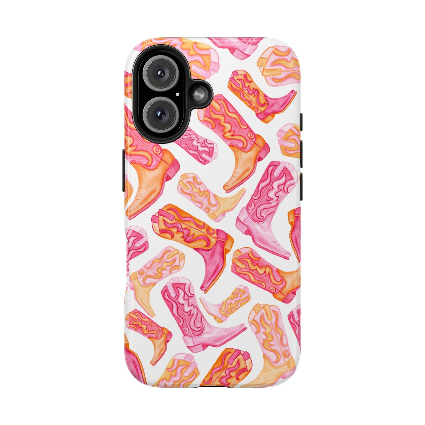 Tossed Hot Pink & Orange Cowboy Boots Tough Phone Cases | Various Models Available