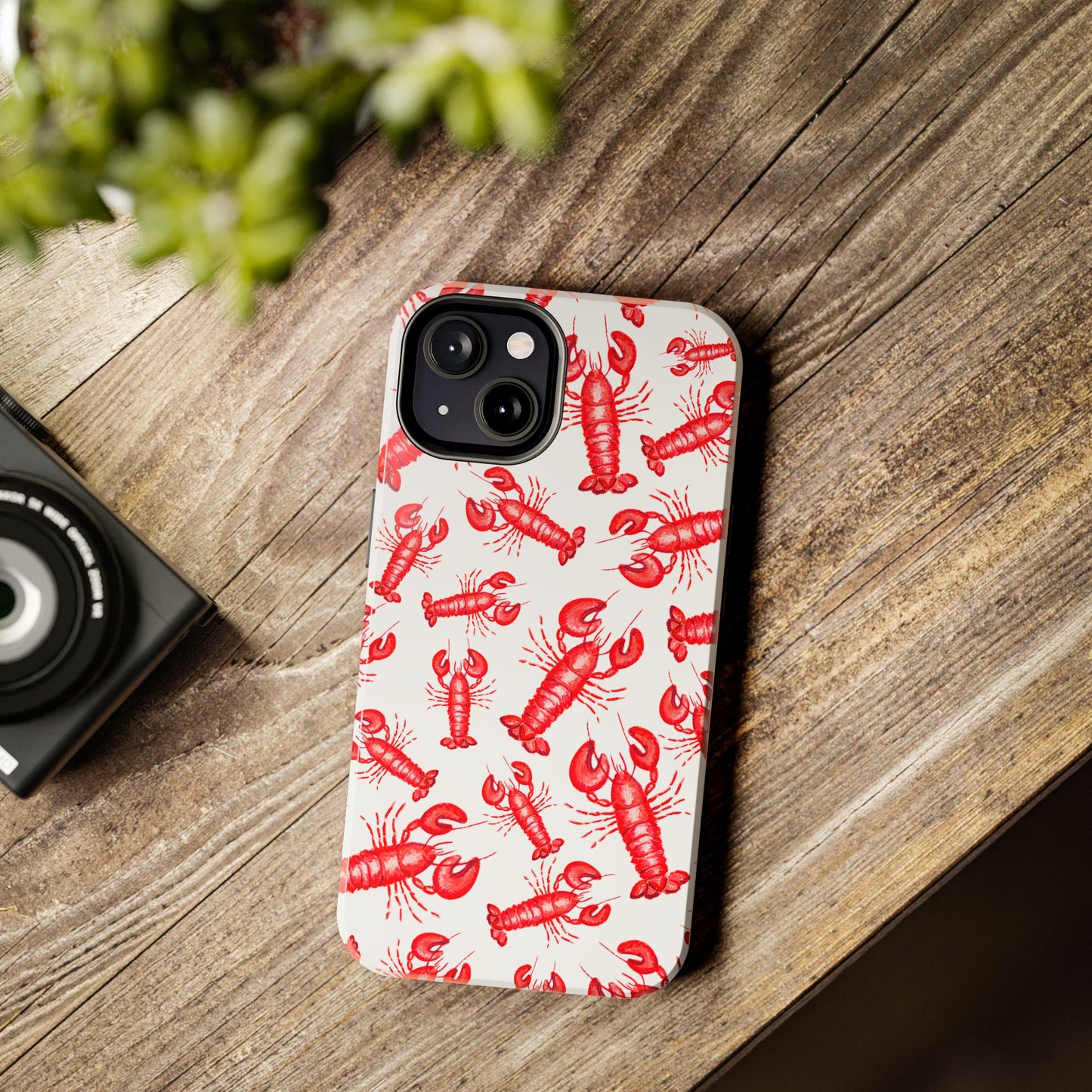 Watercolor Red Lobster Coastal Illustrated Patterned Tough Phone Case | Various Models