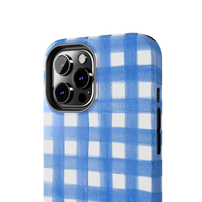 Blue Gingham Watercolor Preppy Tough Phone Case | Various models
