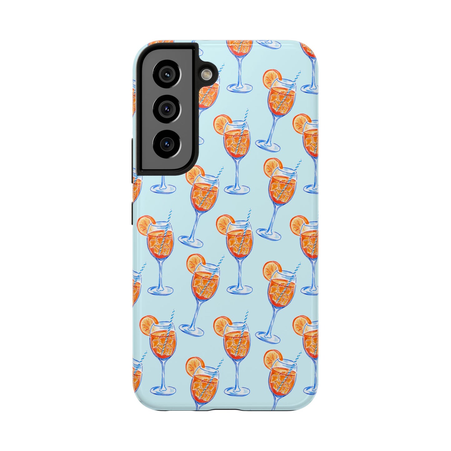 Orange & Blue Aperol Spritz Watercolor Pattern Turquoise Phone Case | Various Models Samsung Galaxy S22