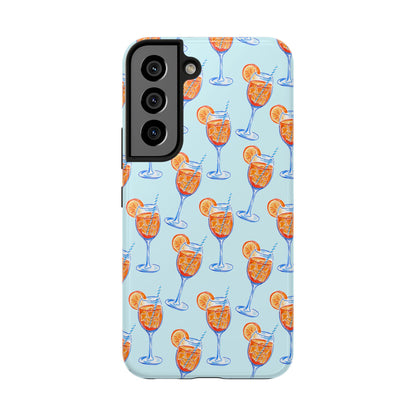 Orange & Blue Aperol Spritz Watercolor Pattern Turquoise Phone Case | Various Models Samsung Galaxy S22