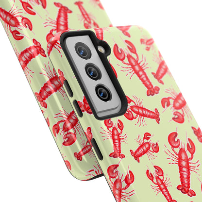 Red Lobster Watercolor Illustrated Tossed Pattern Light Yellow Tough Phone Case | Various Models