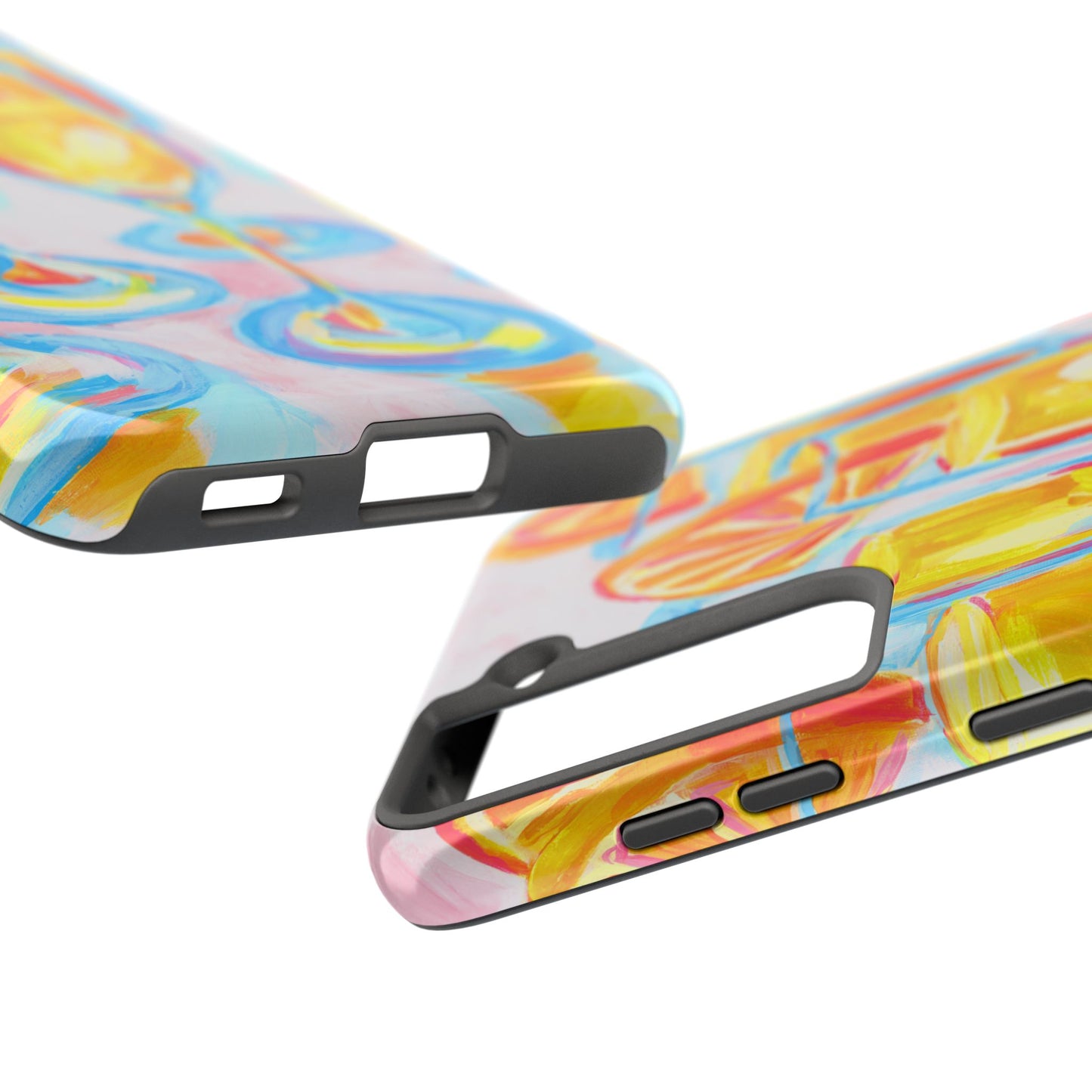 Pink Orange Mimosas Blue Champagne Flutes Abstract Acrylic Tough Phone Case | Various Models