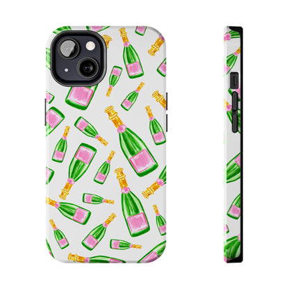 Copy of Tossed Pink and Green Watercolor Illustrated Champagne Bottles Pattern Tough Phone Case | Various Models