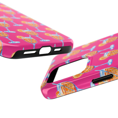 Orange & Blue Aperol Spritz Watercolor Pattern Hot Pink Phone Case | Various Models