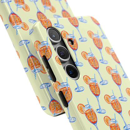 Lemon Yellow Orange & Blue Aperol Spritz Watercolor Patterned Tough Phone Case | Various Models