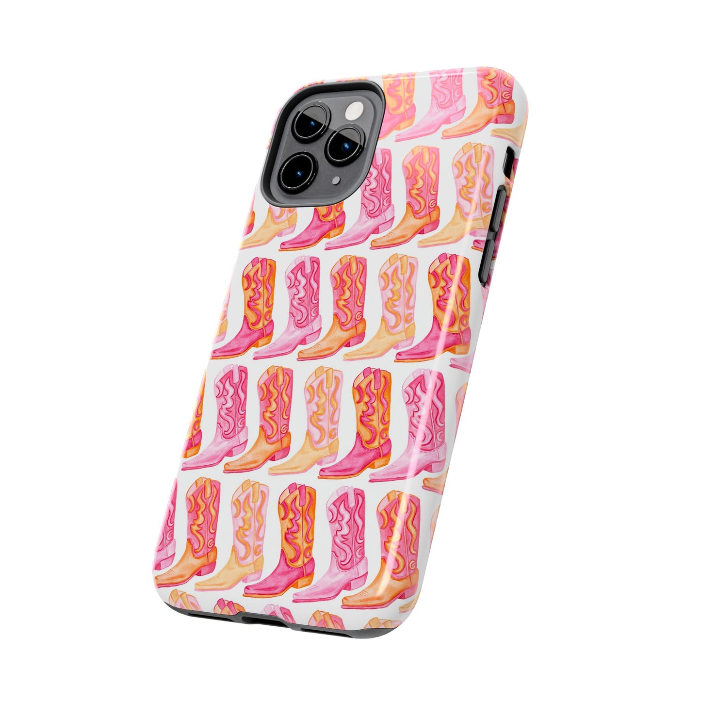 Rows of Hot Pink & Orange Cowboy Boots Tough Phone Cases | Various Models Available