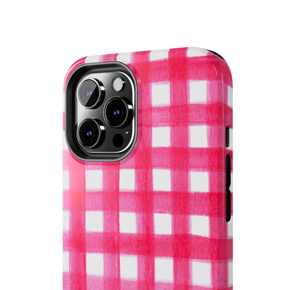 Hot Pink Gingham Watercolor Preppy Tough Phone Case | Various models