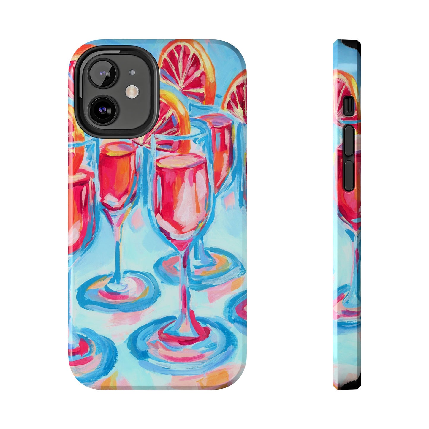 Pink Blood Orange Mimosas Blue Champagne Flute Acrylic Tough Phone Case | Various Models Available