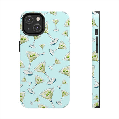 Watercolor Blue and Green Martinis Tossed Illustrated Pattern Turquoise Blue Tough Phone Case | Various Models