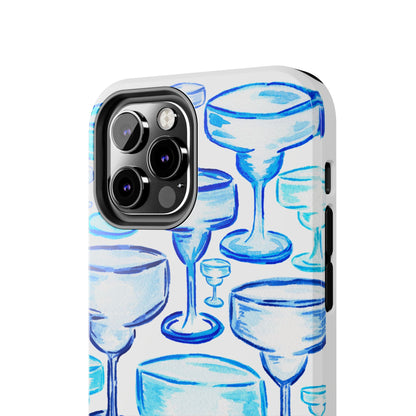 Coastal Shades of Blue Watercolor Margaritas Tough Phone Case | Various Models Available
