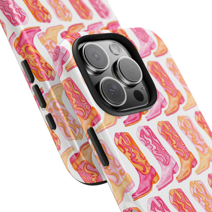 Rows of Hot Pink & Orange Cowboy Boots Tough Phone Cases | Various Models Available