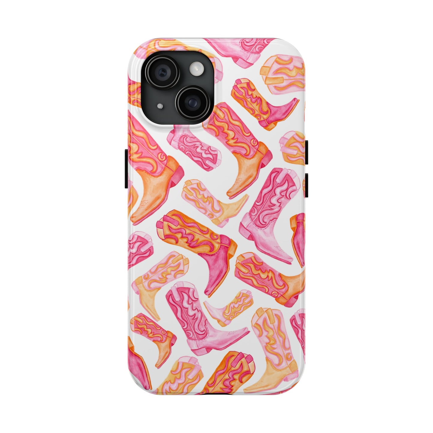 Tossed Hot Pink & Orange Cowboy Boots Tough Phone Cases | Various Models Available