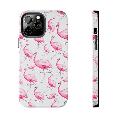 Hot Pink Flamingos Watercolor Illustrated Tossed Pattern Phone Case | Various Models iPhone 13 Pro Max