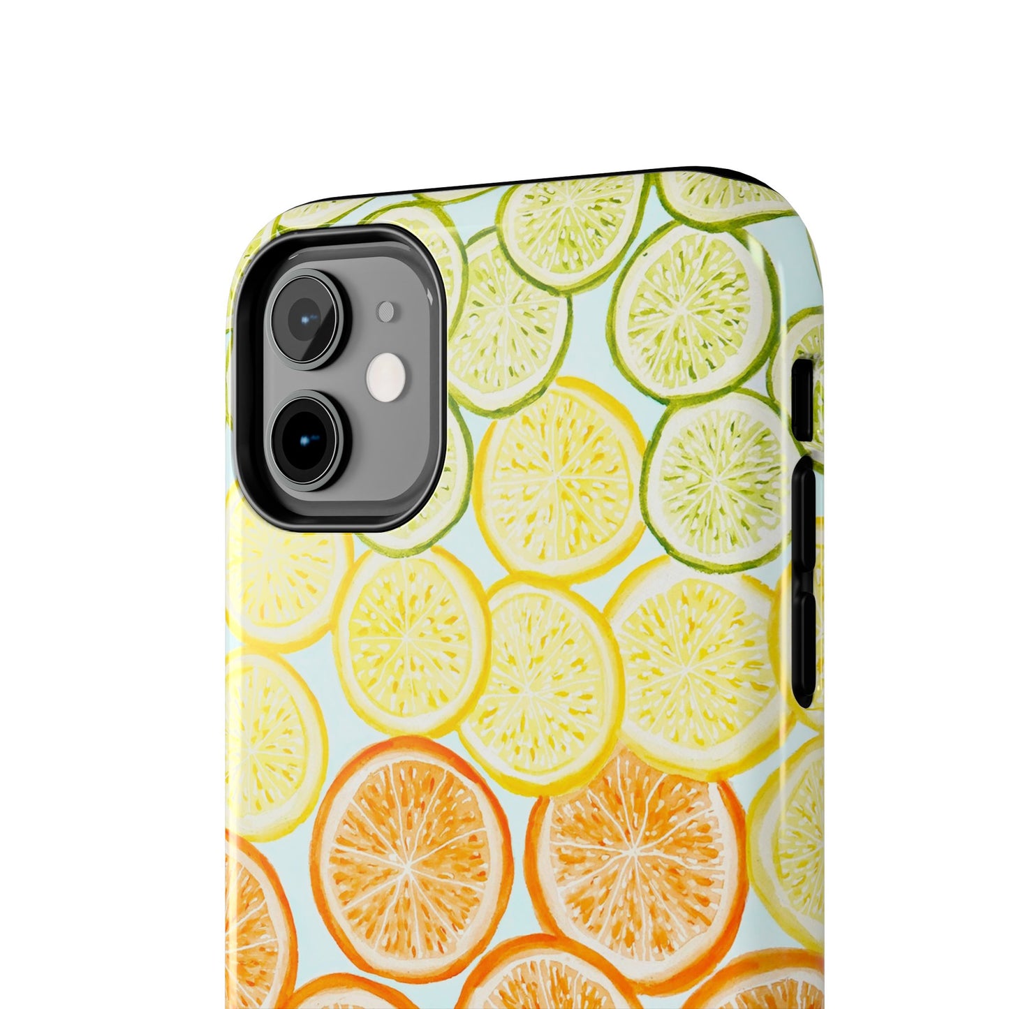 Ombré Citrus Grapefruit, Oranges, Lemons, & Limes Watercolor Illustrated Light Blue Tough Phone Case | Various Models Available