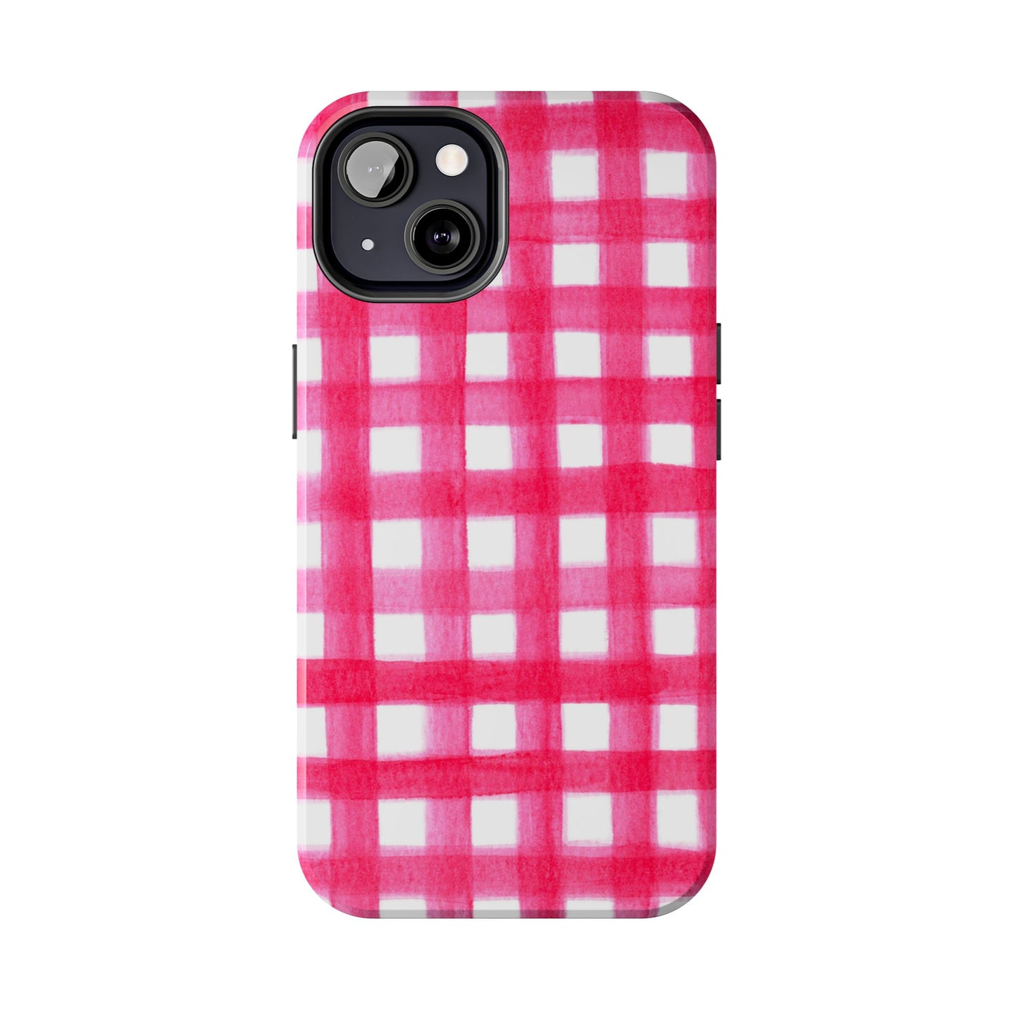 Hot Pink Gingham Watercolor Preppy Tough Phone Case | Various models